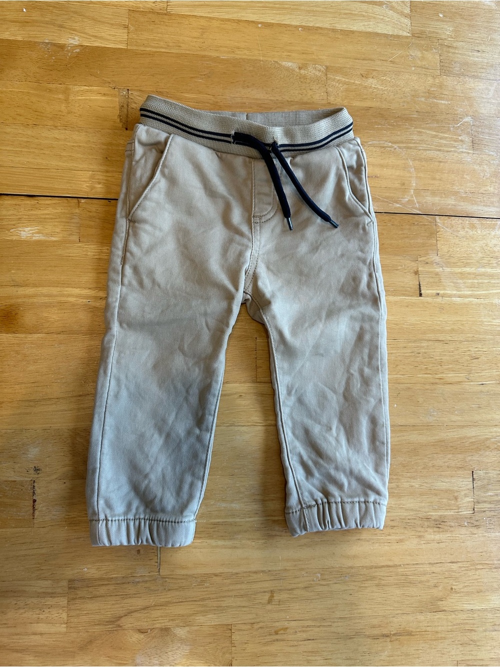 Mayoral Tan Jogger Pants with Navy Drawstring